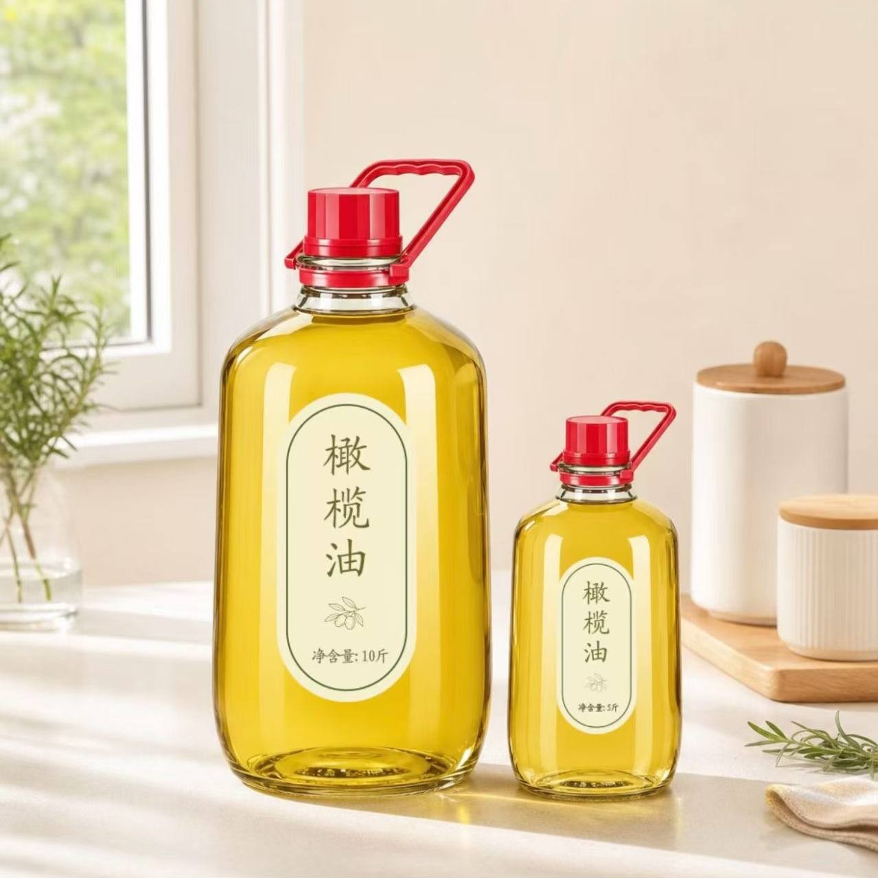 三斤五斤十斤装油瓶玻璃瓶毛铺通用玻璃瓶密封手提酒瓶