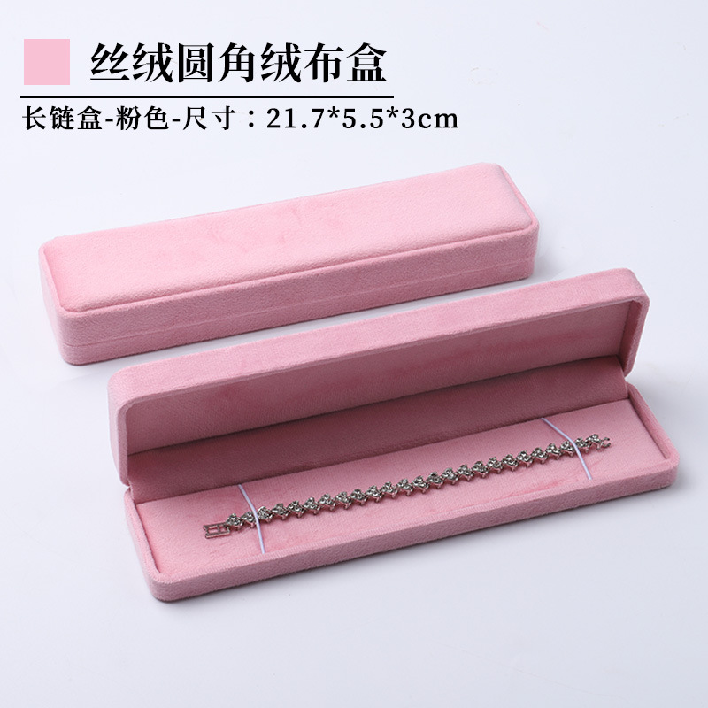 Lisi Velvet-Caja de cadena larga rosa; Joyero de terciopelo Lisi