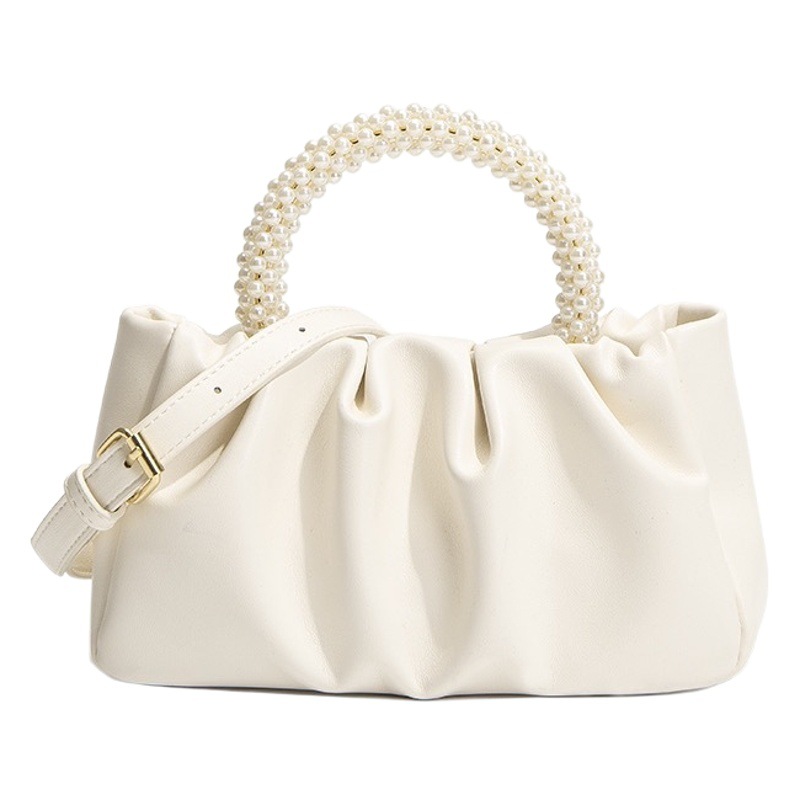Sweet girl pearl bag handbag women's fashion all-match pleated crossbody cloud bag mini mobile phone small bag