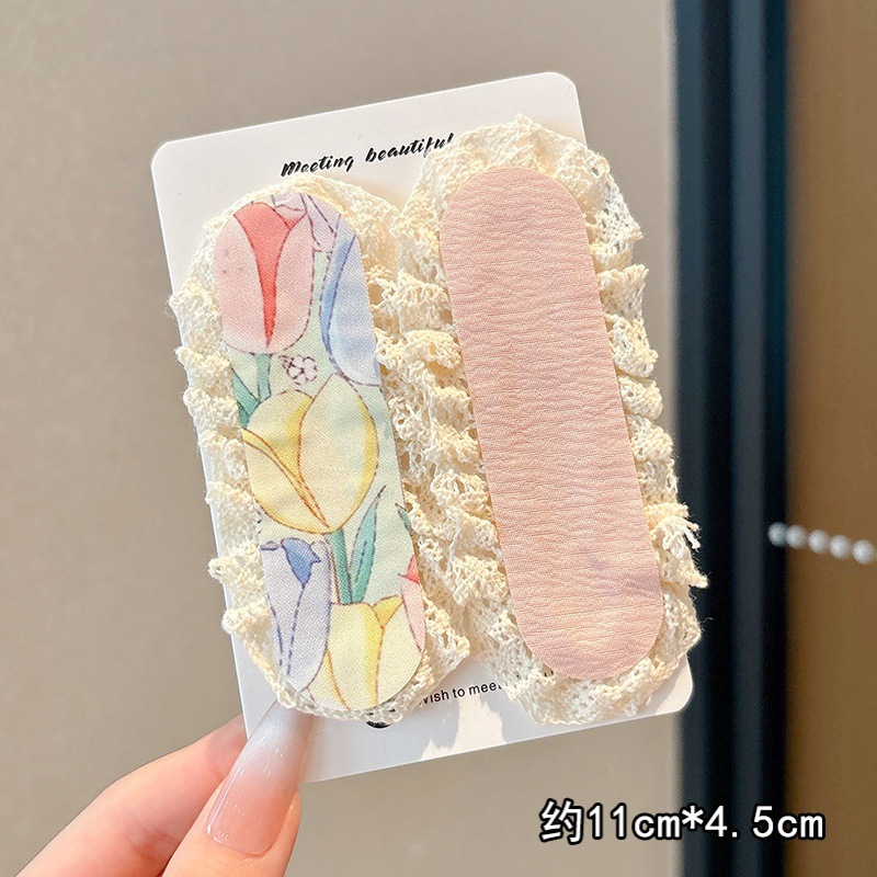 Flor triturada de punto banda de cabello fijación francesa velcro pegatinas para el cabello mujeres no comprimen el cabello lavar la cara banda de cabello tocado