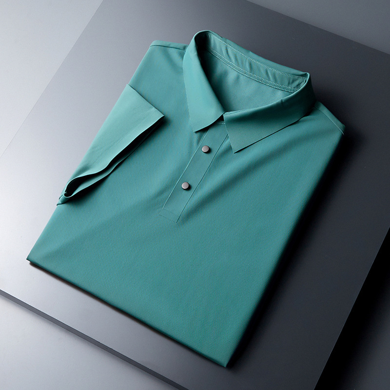 Camiseta de polo de hombre de negocios sin marcas verano sensación de hielo piel transpirable camiseta de seda de hielo ropa de trabajo de manga corta puede imprimir LOGO