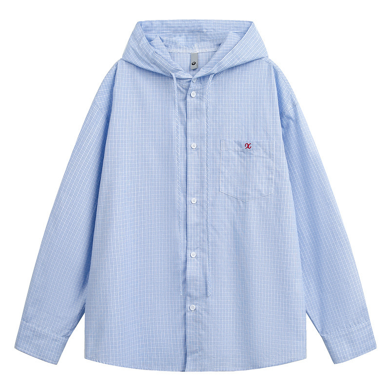 Korean-Style Fresh Plaid Hooded Shirt for Men, Spring and Autumn, High-Intelligence Style, Loose Fit, 2026 Couple's Jacket, Clean and Stylish Outfit Korean-Style Fresh Plaid Hooded Shirt for Men, Spring and Autumn, High-Intelligence Style, Loose Fit, 2026 Couple's Jacket, Clean and Stylish Outfit