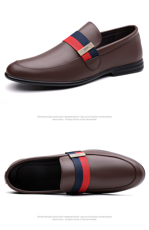 Giày lười nam da thật kiểu moccasin, mũi phẳng, đế bệt, thoáng khí — nâu, đen chi tiết 22