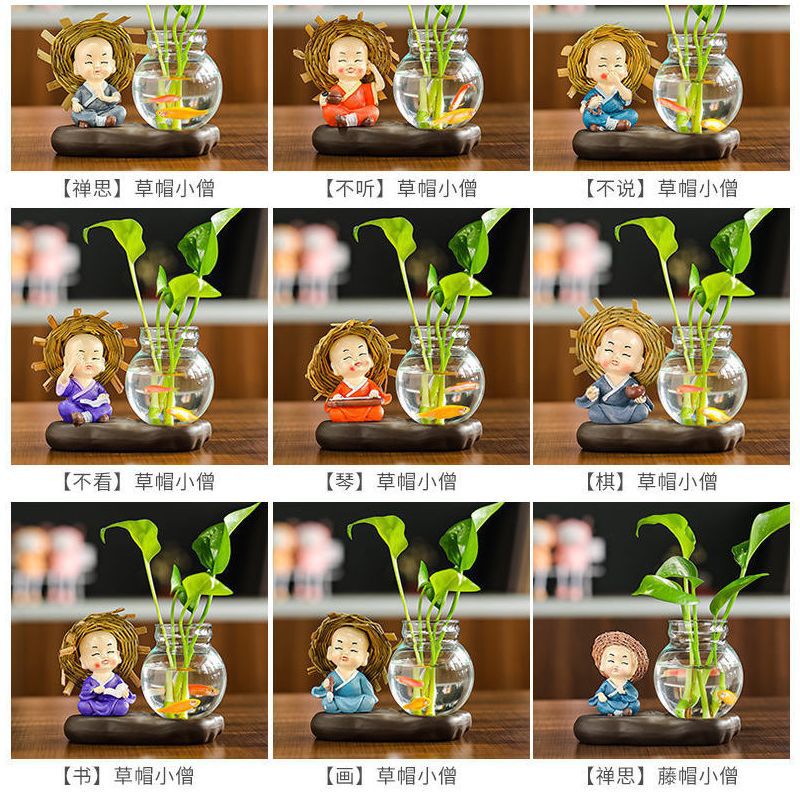 Creative Glass Vase Ornaments, Resin Monk Flower Vases, Home Decorations, Tea Tables, Pothos Flower Arrangements, Ceramic Hydroponics