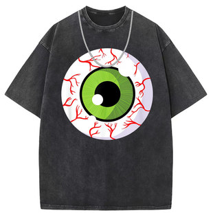 Harajuku style retro old animation oversize printing short sleeve T-shirt men's European and American size foreign trade wholesale custom