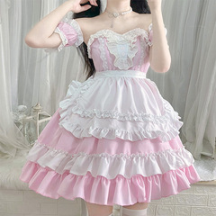Two-dimensional pink loli maid outfit Cosplay anime role-playing maid uniform cafe dress