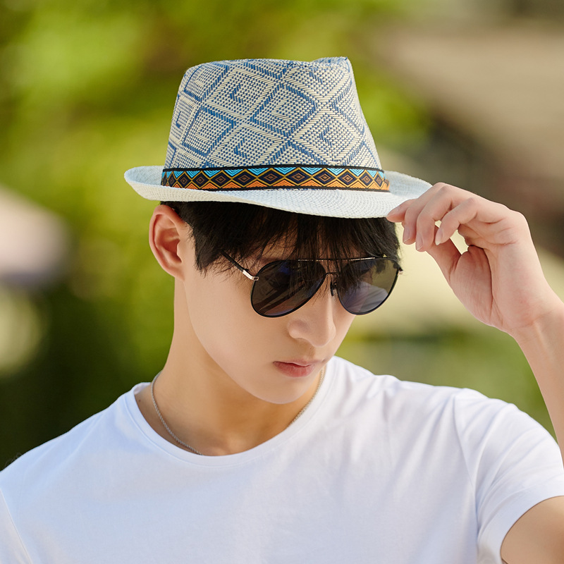 Vintage Sun Hat Cross-bordr Sunshad Straw Summr Outdoor Bach Sun Protction Hat, Mn's Thnic Styl Fdora, Fashionabl And_voghion.com
