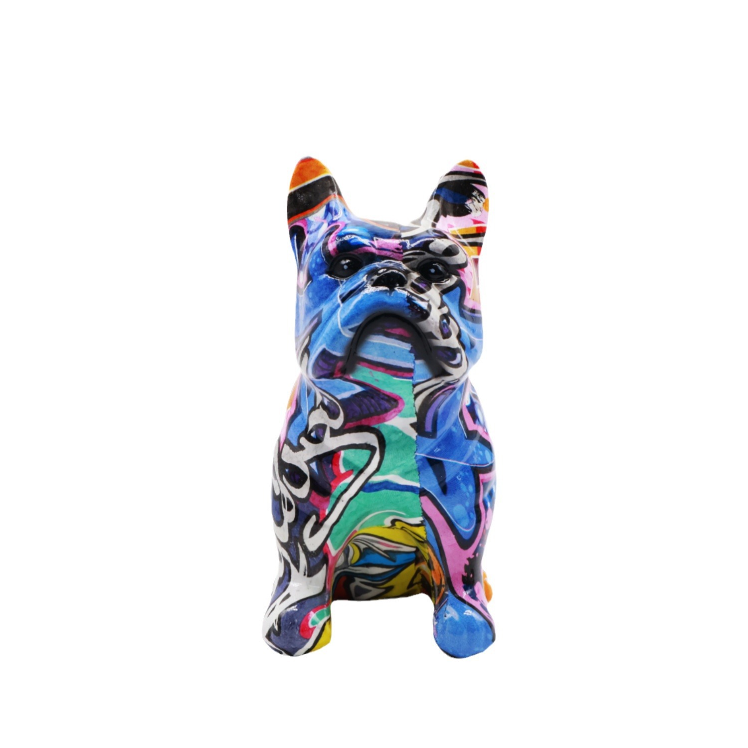 Nuevas artesanías de resina de bulldog creativas y coloridas transfronterizas, decoración de sala de estar para el hogar, decoración de gabinete de vino de entrada