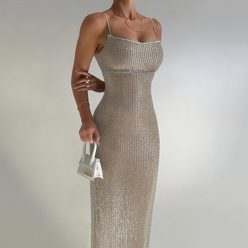Jy23394 Spaghetti Strap Sequin Fine Glitter Dress for Women 2025 European and American Cross-Border New Style Sexy Long Dress Jy23394 Spaghetti Strap Sequin Fine Glitter Dress for Women 2025 European and American Cross-Border New Style Sexy Long Dress