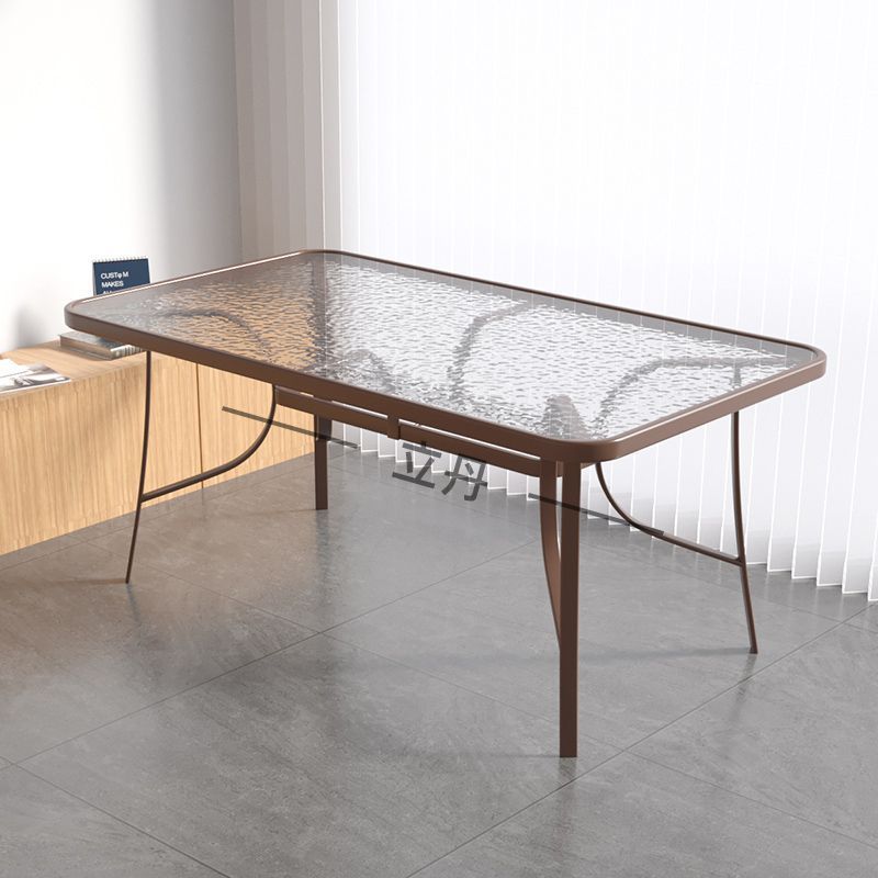 奶茶店户外折叠桌网红阳台小桌子家用钢化玻璃简易餐桌茶几圆桌椅