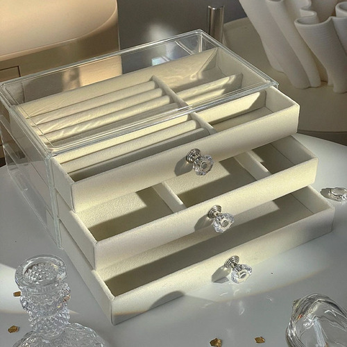 首饰收纳盒防氧化大容量耳环钉展示架高级精致戒指珠宝饰品盒