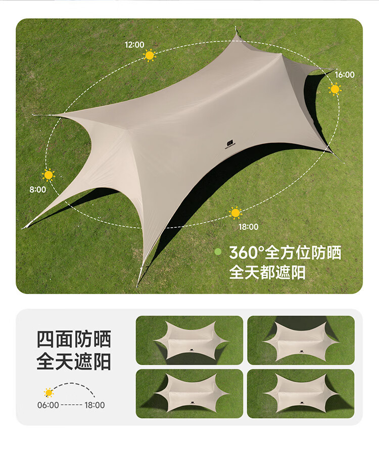 Explorer Canopy Tent for Outdoor Camping, Portable Hexagonal Sunshade, Quick Setup, Lazy Canopy for Car, Camping Sunshade