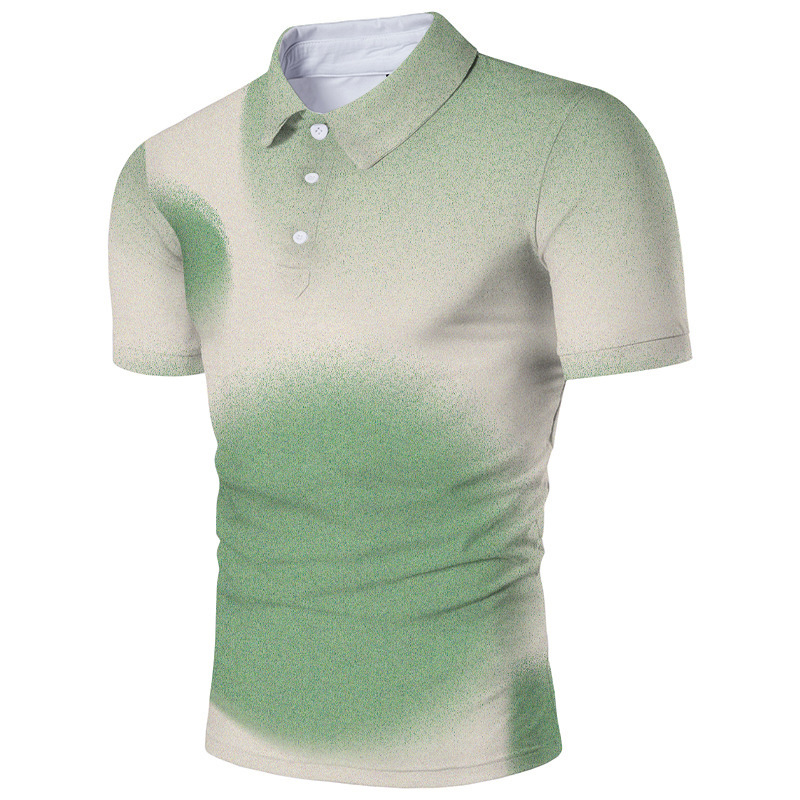 Men's Clothing casual popular printed polo shirt lapel short-sleeved zipper T-shirt _vogarts.com