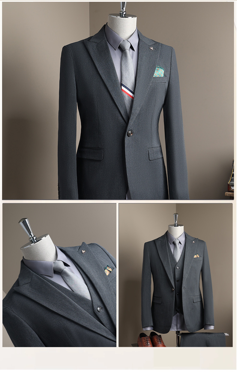 Modern Slim Fit Men's Blazer Single Button Wedding Business Suit_voghion.com