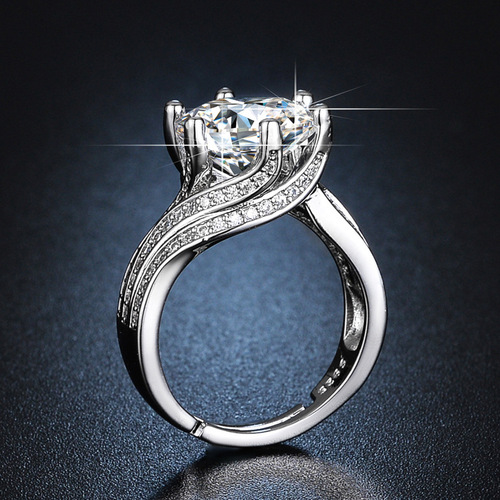Hot selling princess big diamond pigeon egg luxury 5 carat simulated diamond ring women's high carbon moissanite ring ring