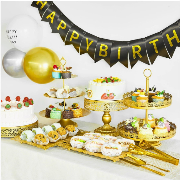 Soporte de pastel hueco dorado creativo transfronterizo accesorios de boda mesa de postres decoración tienda de postres combinación de soporte de pastel de dim sum