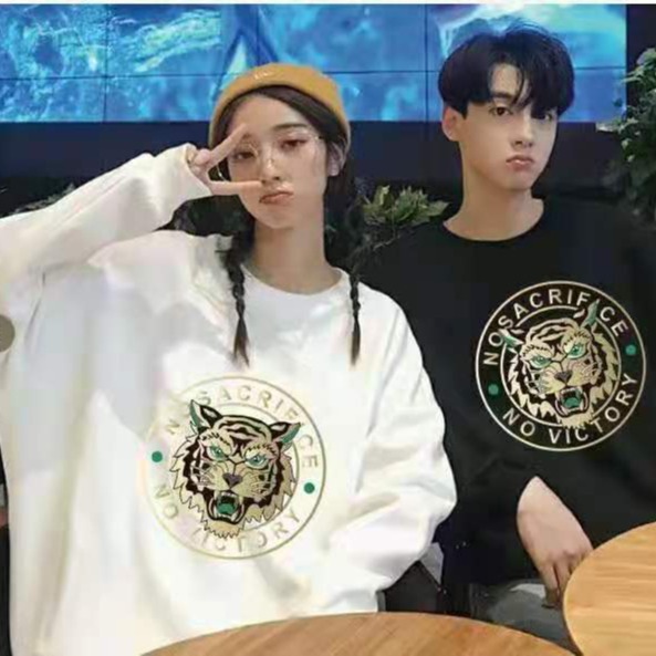 Cotton fashionable autumn sweatshirt with a round collar