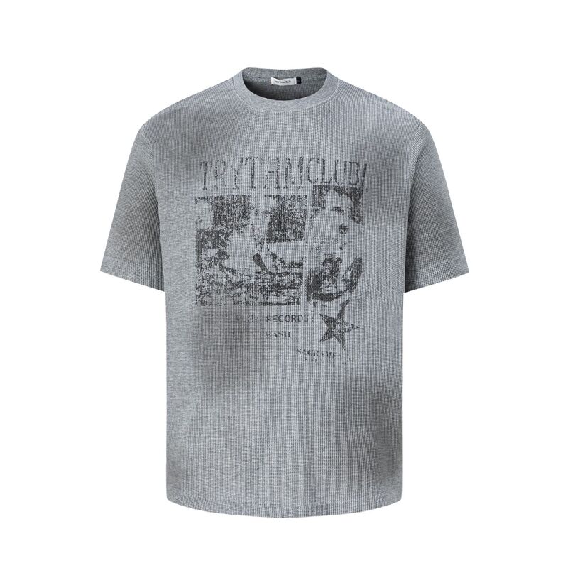 27465 American Street Style Unisex High-End Summer Distressed Color Pattern Design Men's Fitted Short-Sleeve T-Shirt