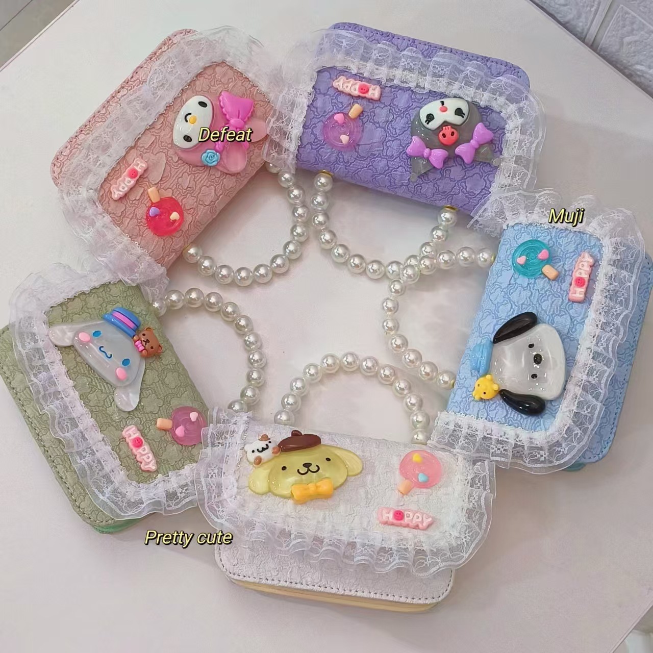 Perla bolso portátil para niños, bolso de hombro, bolso de cambio, bolso de princesa, bolso de dibujos animados, bolso de cadena, bolso cuadrado