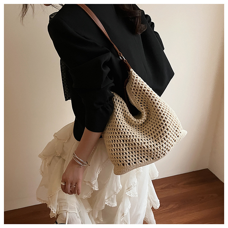 Summer versatile single-shoulder bags, trendy and fresh woven bags, seaside vacation beach bags, large-capacity travel bags undefined