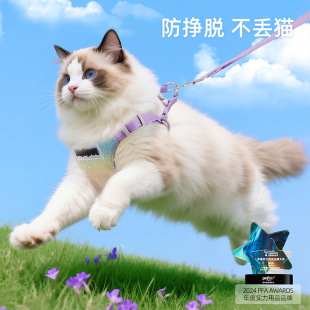Cat Traction Rope, Fashionable and Colorful Gradient Harness, Cat and Small Dog Outdoor Anti-Breakaway Pet Traction Rope