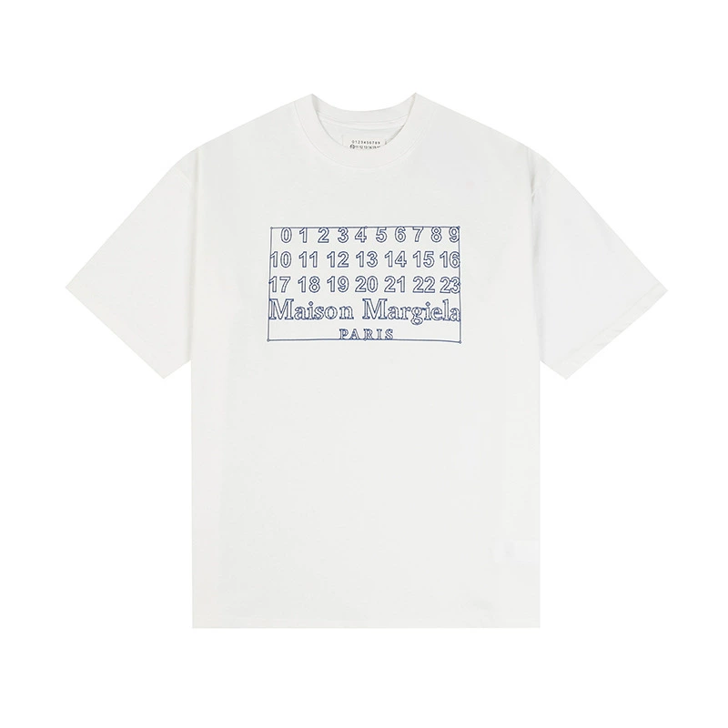 Maison Margiela 24SS коллекция MM6 цифровой узор круглый вырез мужской и женский модный бренд укороченный рукав футболка серия
