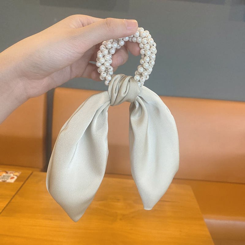 Korean Style Imitation Pearl Ribbon Bows Hair Rope display picture 6