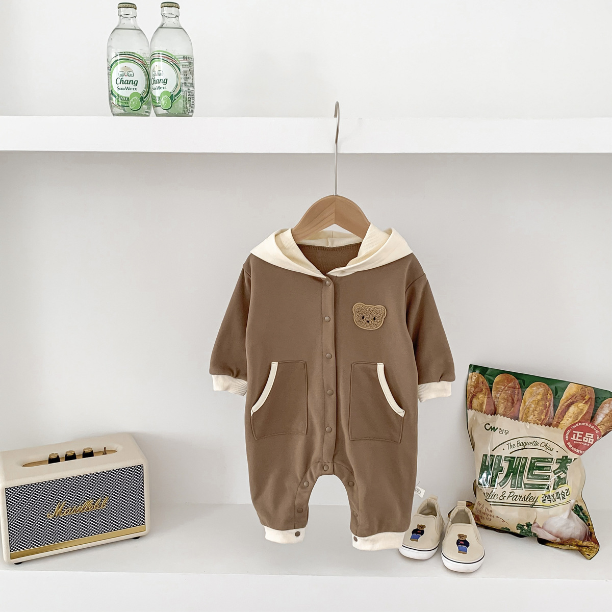 Mono para Bebé 2025, Primavera y Otoño, Nuevo Mono a Rayas con Capucha de Oso, Mono Unisex para Recién Nacido, Ropa Moderna para Bebé