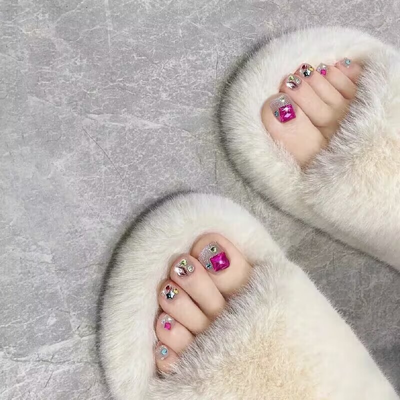 Wear Toenail Removable Nail Finish Glitter Toenail Patch Toenail Full Diamond False Nail Flash Toenail