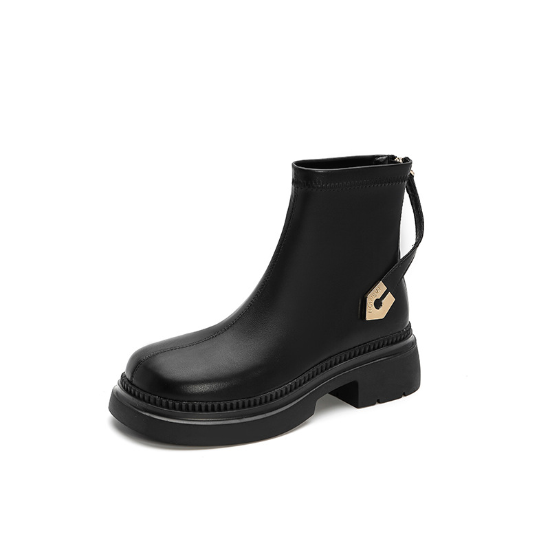 Sweet and Cool Spicy Girl Short Female niche 2024 Autumn New Thick soled Martin Back Zipper Mesh Red Slim Single Boots_voghion.com