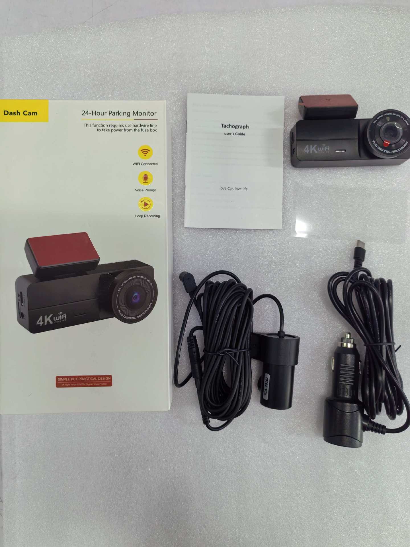 New Model 1.47-Inch 4K High-Definition Night Vision Wifi Connected Car Dash Cam with Dual Front and Rear Cameras