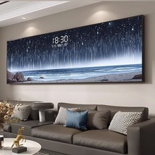2025新款轻奢客厅装饰画高档电子钟数显沙发背景墙大白墙壁画挂画