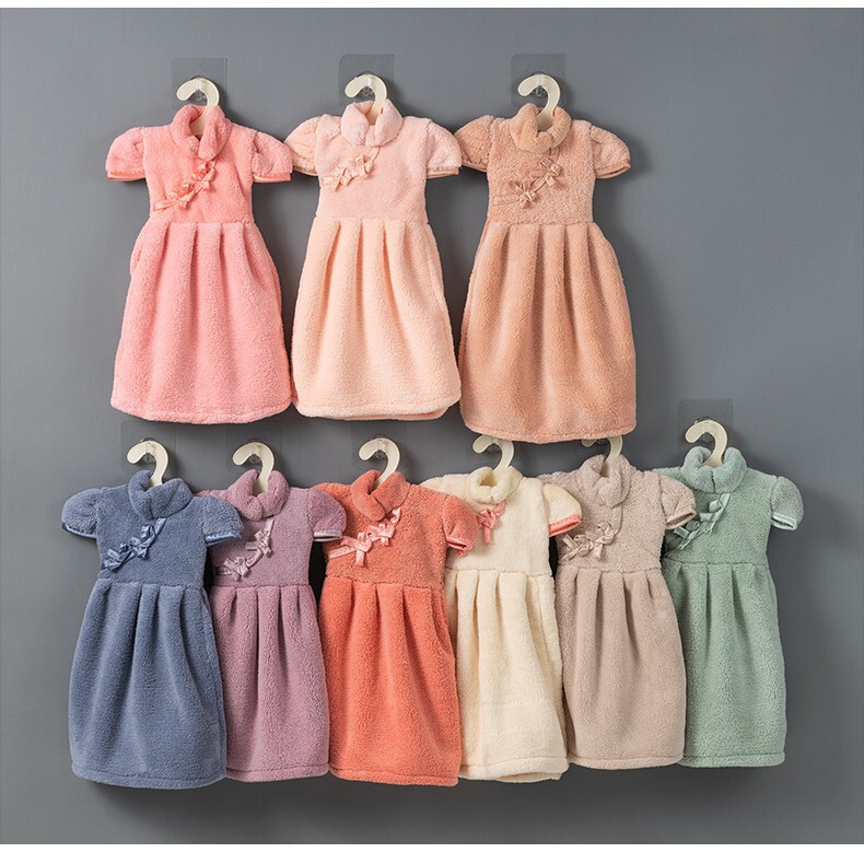 Chinese Style Cheongsam Clothes Hand Towel Absorbent Handkerchief Soft Coral Velvet Towel Ready Supply Kitchen E18