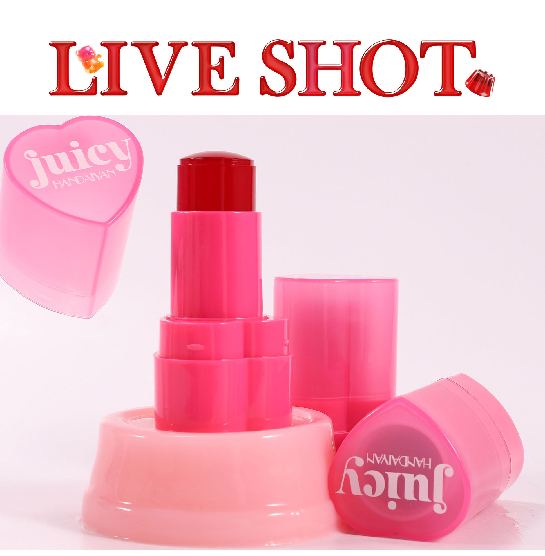 Cross-border Blush Stick: Moisturizing and long-lasting, jelly-like texture HANDAIYAN Matte 9-color heart-shaped Jelly Blush stick undefined