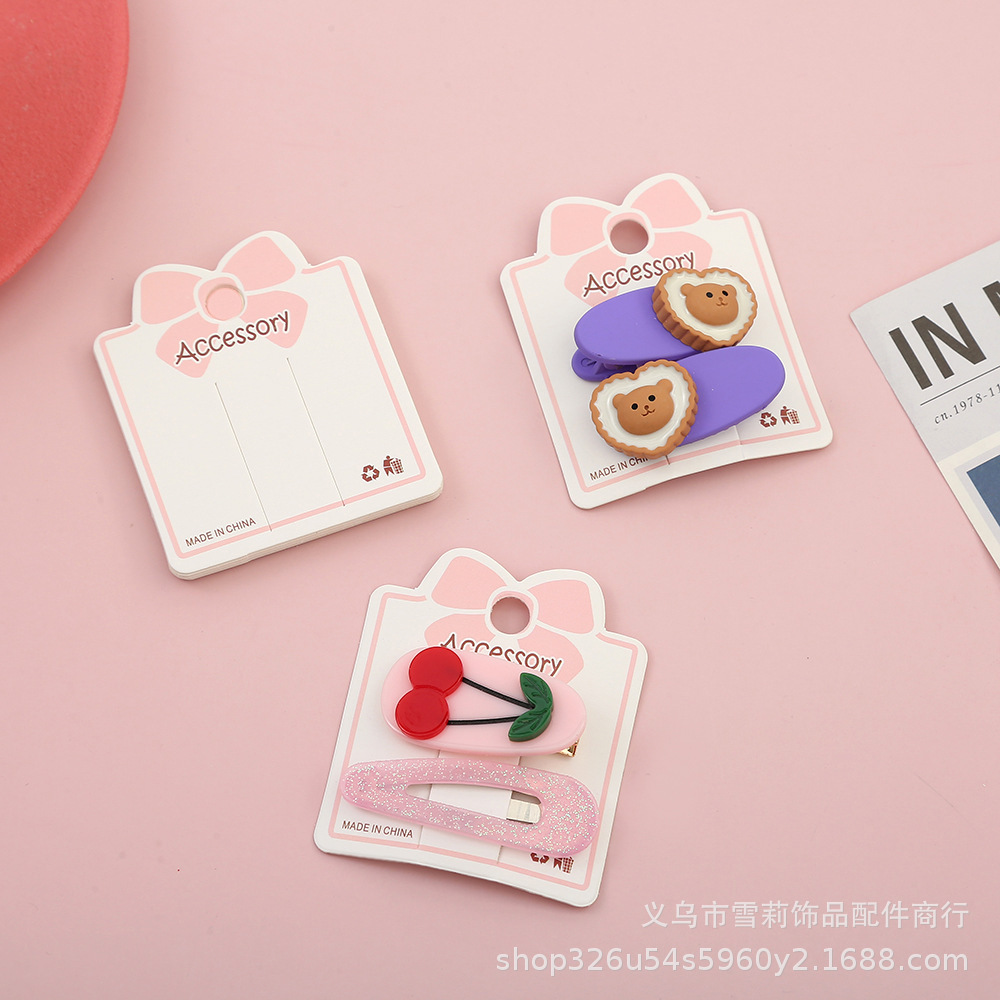 厂家批发韩国发夹卡纸 少女可爱粉色蝴蝶结儿童发饰卡片卡纸卡头