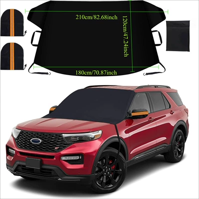 Car Windshield Anti-Ice and Snow Cover with Side Mirror Cover, Thickened Winter Waterproof Car Cover for Suv, Business Vehicles, and Sedans (Car clothing) - black-large-x-large