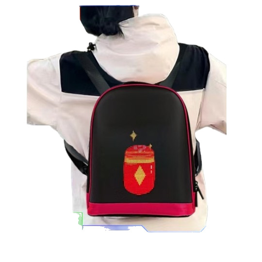 Mochila inteligente color rosa borde brillante pantalla de control multicolor mochila deportiva al aire libre para enviar paquetes de alimentación móvil