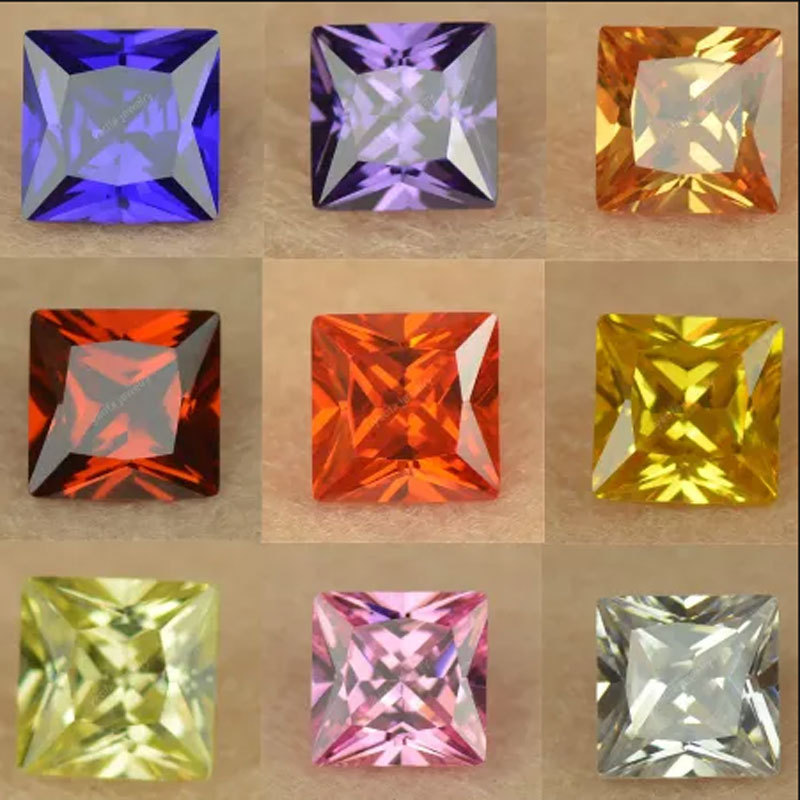 20 kinds of white color right angle square artificial zircon naked stone CZ Princess Square ring face cubic zirconia gemstone