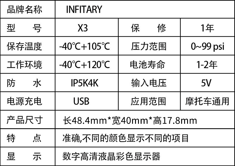 Infitary Motorcycle Tire Pressure Monitor Electric Vehicle Infrared Sensor High-Precision Wireless Tire Pressure Monitor