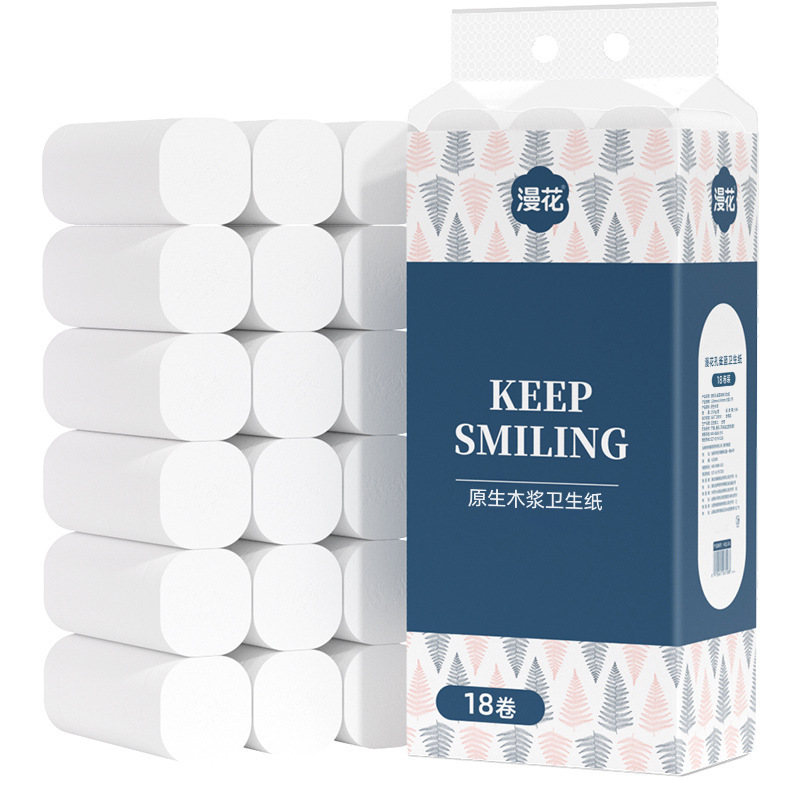 漫花卷筒纸32大卷九斤提装卷纸原生木浆5层加厚面巾纸家用实惠装|undefined