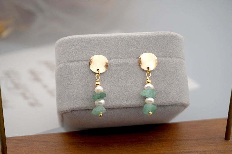 Fashion Irregular Pearl gravel Copper Beaded Drop Earrings 1 Pair