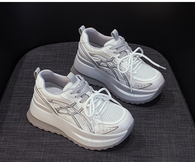 Giày sneaker nữ đế dày phong cách cổ điển, tăng chiều cao, thoải mái — Vàng 5053, Xám 5053, Tím 5053 chi tiết 14