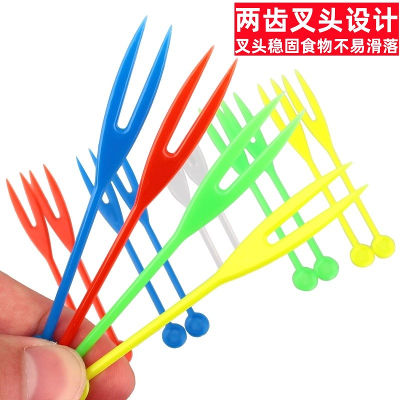 Fruta OK tenedor desechable fruta creativa palo de plástico fruta tenedor barra KTV color creativo tenedor fruta