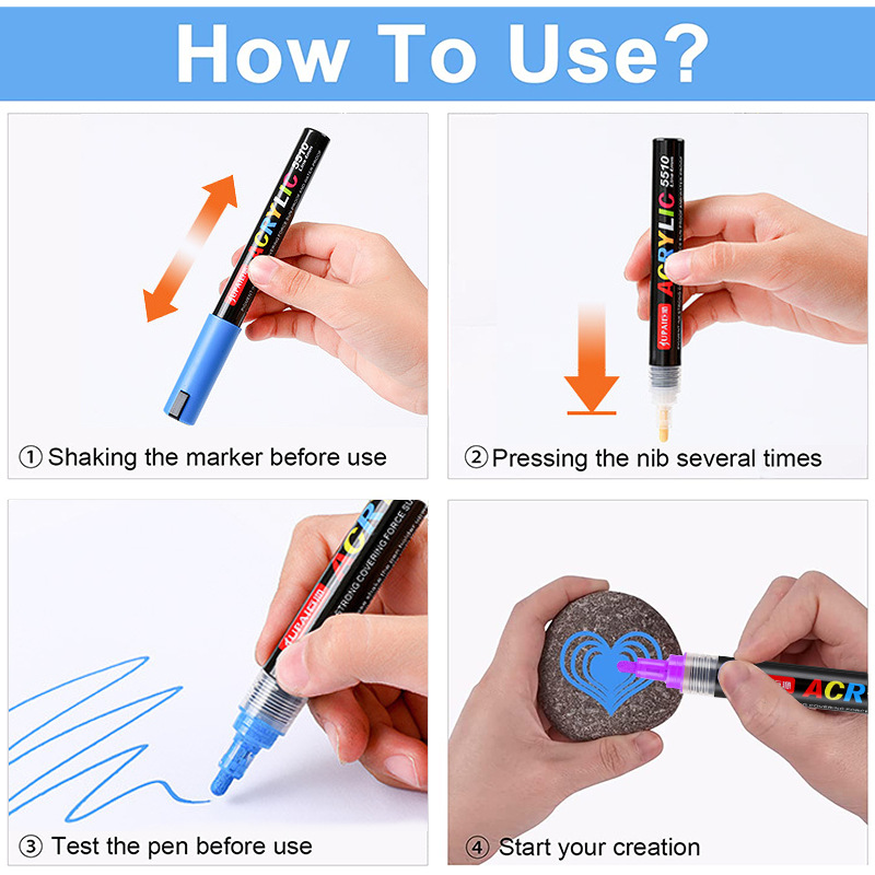 Jupai acrílico marcador a base de agua 60 colores respetuoso con el medio ambiente inodoro MSDS detección pintura plantilla color pluma transfronteriza Venta caliente