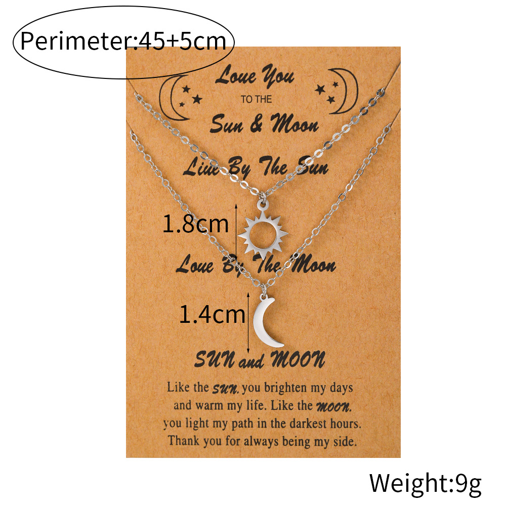 Fashion Sun Moon Titanium Steel Pendant Necklace Stainless Steel Necklaces