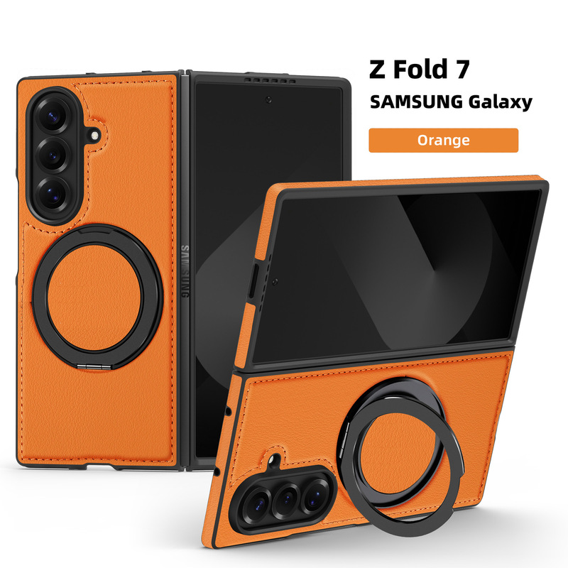 Samsung Z Fold 30% off スタック携帯電話ケース Yashi レザーパターン 360 磁気回転スタンド ZFlip6 保護カバーに適しています。|undefined