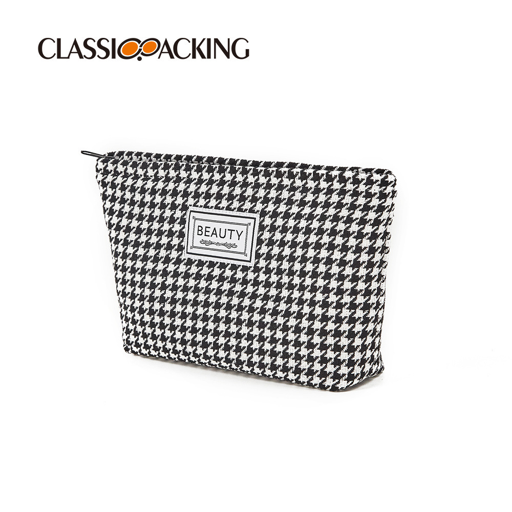 Bolso cosmético a cuadros de lona en blanco y negro, bolso de embrague portátil, bolso de almacenamiento multifuncional de estilo ins de todo fósforo, bolso de almacenamiento