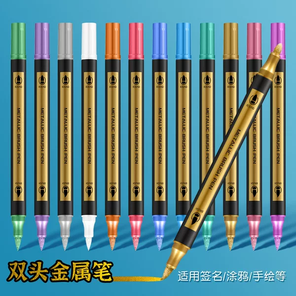 DIY Double Head Metal Acrylic Marker Quick Drying Waterproof Hard Head High Glow Pen Graffiti Marker for Art Painting