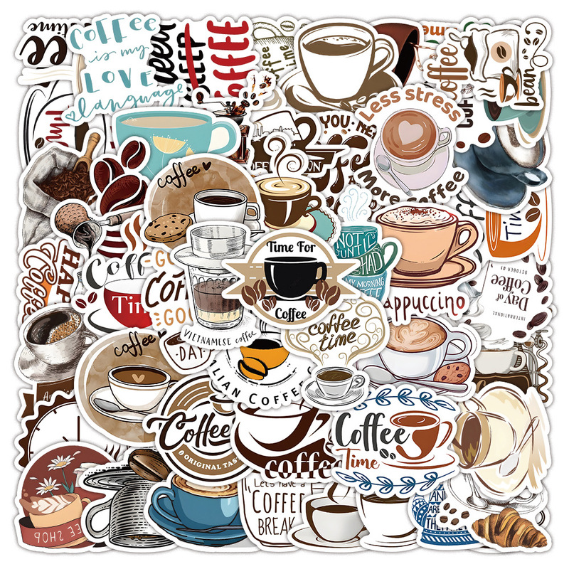 150 Cartoon Coffee Graffiti Stickers Coffee Tea Tea Decoration Notebook Mobile Phone Computer Stickers Wholesale