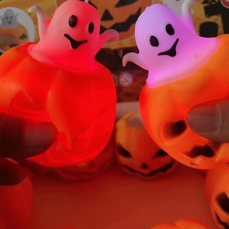 ハロウィンのおもちゃ、面白いカボチャのストレス解消グッズ、光るおもちゃ、面白い幽霊の絞りカップ、卸売|undefined